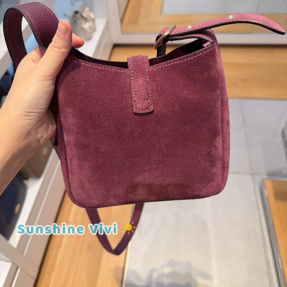 NWT Coach Hadley Mini Crossbody Bag In Suede/Gold/Maroon Purple CDB00 - Picture 7 of 8